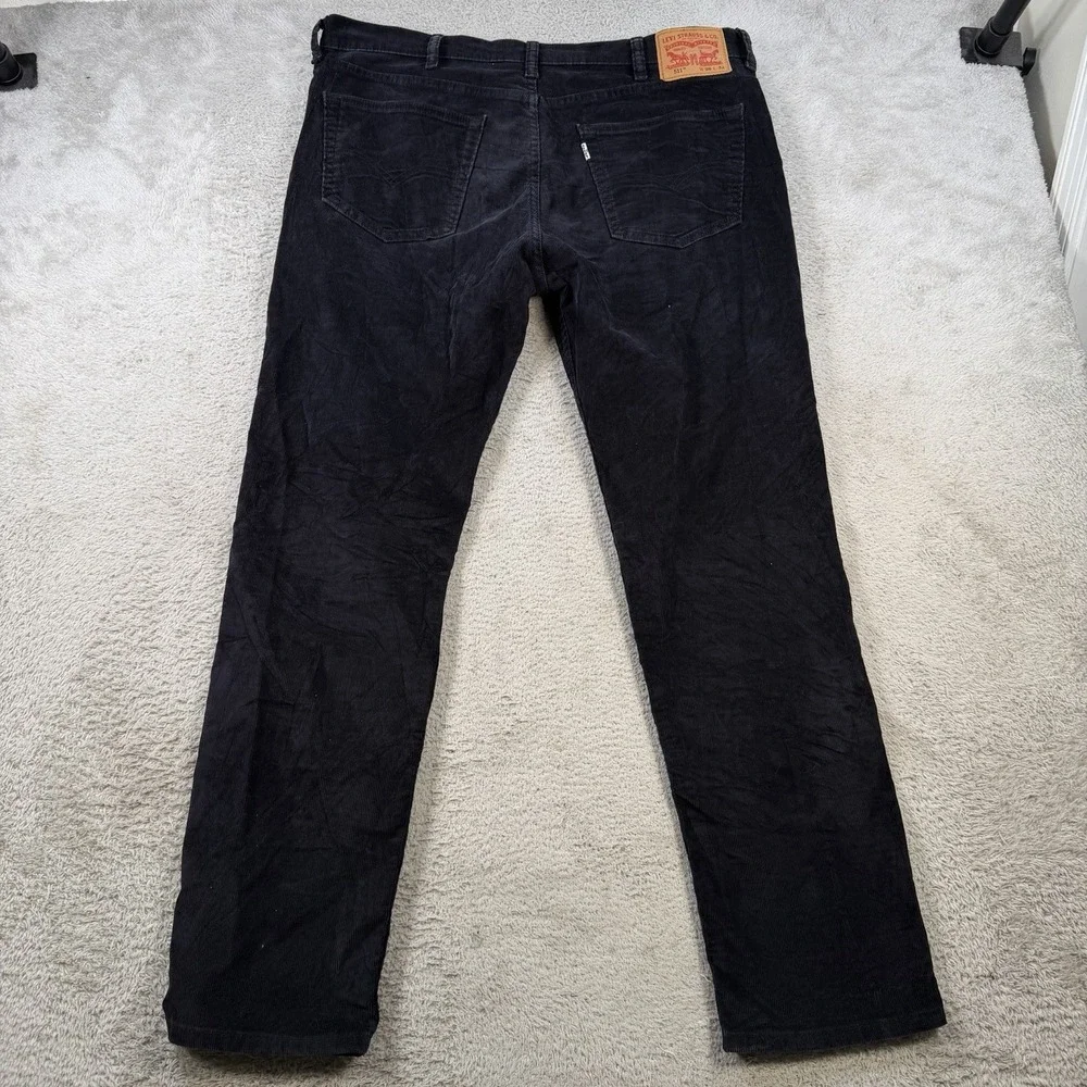 Levis 511 Pants Mens 38x32 Black Corduroy Slim Casual Stretch Cotton White Tab